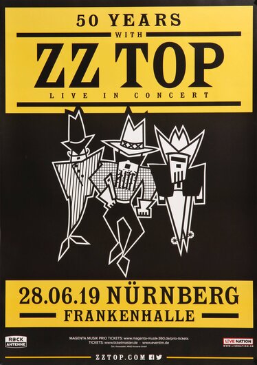 ZZ Top - Big Bad Blues, Nrnberg 2019 - Konzertplakat