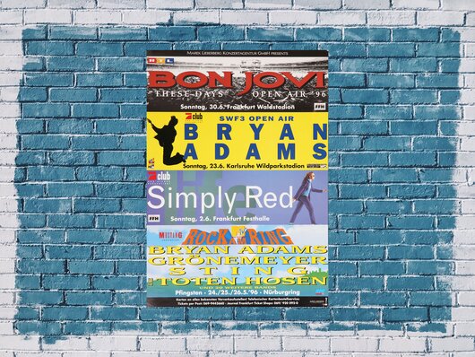 Bon Jovi, Bryan Adams, Simply Red, RAR 1996, Konzert - Vorschau 1996