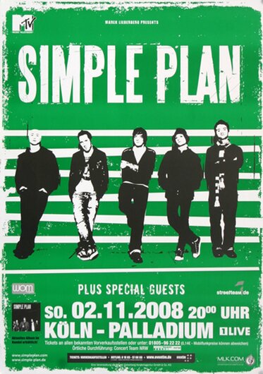 Simple Plan - Your Love Is a Lie , Kln 2008 - Konzertplakat