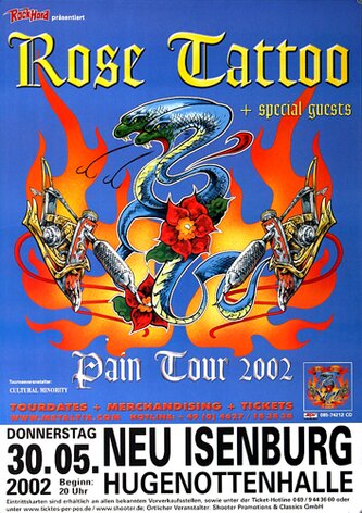 Rose Tattoo - Pain Tour, N-I, 2002 - Konzertplakat