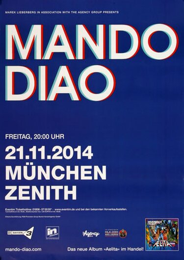 Mando Diao - Blue , Mnchen 2014 - Konzertplakat
