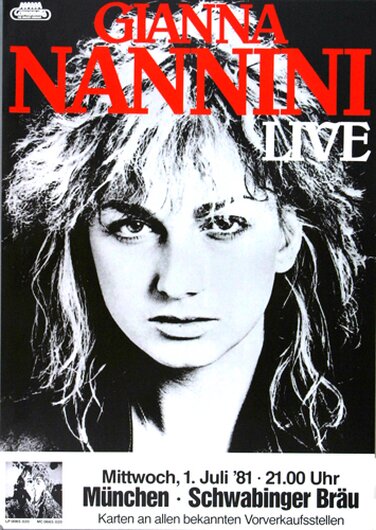 Gianna Nannini - Latin Lover, Mnchen 1981 - Konzertplakat