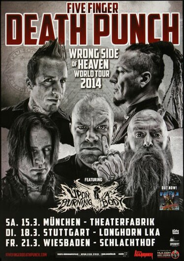 Five Finger Death Punch - Wrong Side , Mnchen 2014 - Konzertplakat