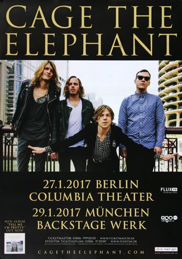 Cage The Elephant - Tell Me Im Pretty, Tour 2017 - Konzertplakat