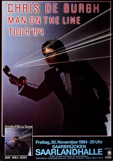 Chris de Burgh - Man On Tour, Saarbrcken 1984 - Konzertplakat