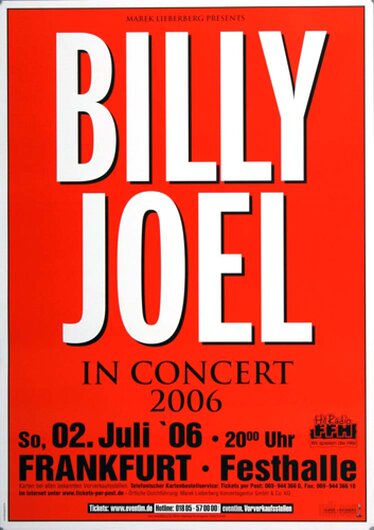 Billy Joel, Gardens, FRA, 2006, Konzertplakat