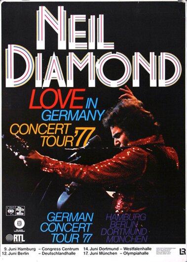 Neil Diamond - Beautiful Noise, Tour 1977 - Konzertplakat