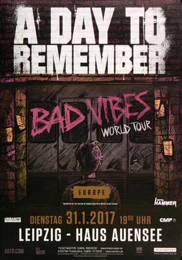 A Day To Remember - Bad Vibes , Leipzig 2017 - Konzertplakat