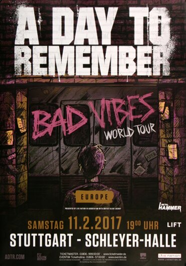 A Day To Remember - Bad Vibes , Stuttgart 2017 - Konzertplakat