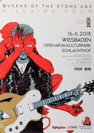 Queens Of The Stone Age - Villains Tour, Wiesbaden 2018 - Konzertplakat