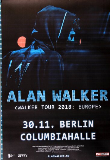 Alan Walker - Walker Tour, Berlin 2018 - Konzertplakat