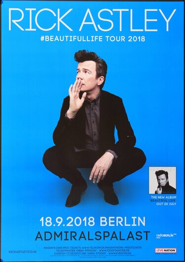 Rick Astley - Beautifullife Tour, Berlin 2018 - Konzertplakat