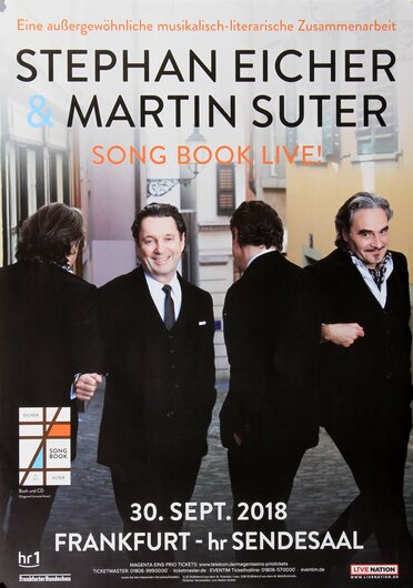 Stephan Eicher & Martin Suter - Song Book Live, Frankfurt 2018 - Konzertplakat