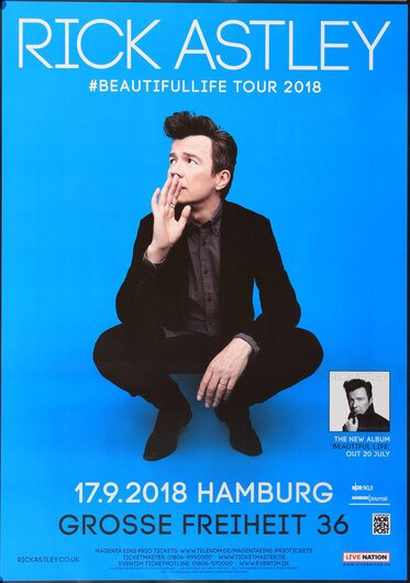Rick Astley - Beautifullife Tour, Hamburg 2018 - Konzertplakat
