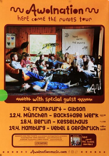 Awolnation - Here Comes The Runts, Tour 2018 - Konzertplakat