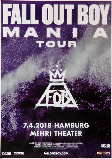 Fall Out Boy - Mania Tour, Hamburg 2018 - Konzertplakat