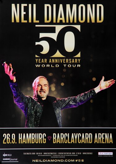 Neil Diamond - 50 Years World Tour, Hamburg 2017 - Konzertplakat