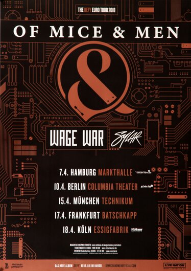 Of Mice & Men - The Defi Euro Tour, Tour 2018 - Konzertplakat