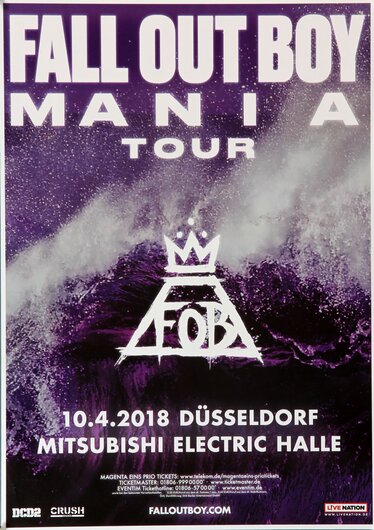 Fall Out Boy - Mania Tour, Dsseldorf 2018 - Konzertplakat