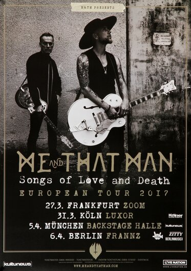 Me And That Man - Songs of Love & Death, Tour 2017 - Konzertplakat