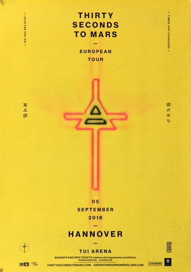 Thirty Seconds To Mars - European Tour, Hannover 2018 - Konzertplakat