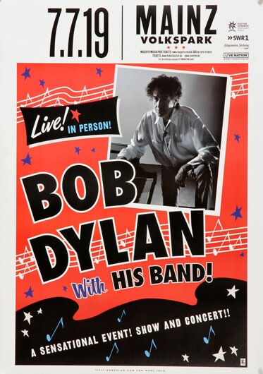 Bob Dylan - Live! In Person!, Mainz 2019 - Konzertplakat