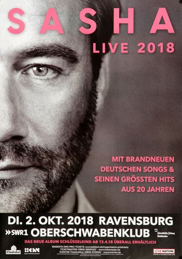 Sasha - Live !, Ravensburg 2018 - Konzertplakat