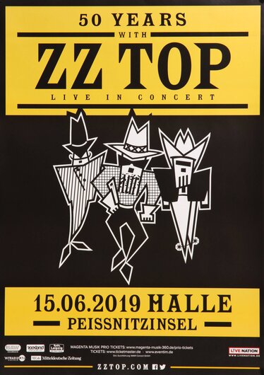 ZZ Top - Big Bad Blues, Halle 2019 - Konzertplakat