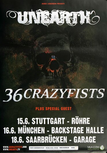 36Crazyfists & Unearth - Reviver, Tour 2010 - Konzertplakat