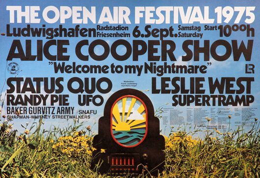 The Open Air Festival, Alice Cooper Show, Ludwigshafen, 1975, Konzertplakat