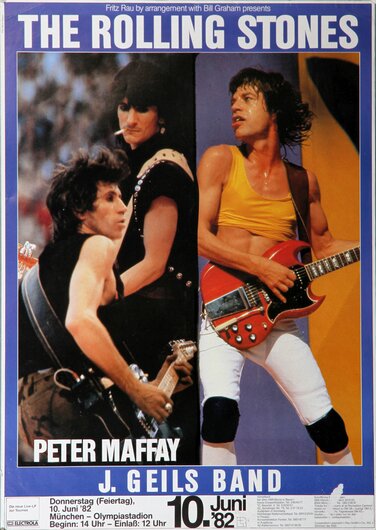 The Rolling Stones, Live In Germany, München, 1982, Konzertplakat, small tears and creases on the edge,