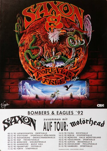 Saxon  -  Forever Free, Tour Dates 1992