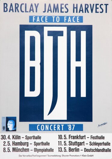Barcley James Harvest - Face To Face Concert Tour, Tour Dates 1987