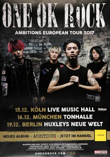 One OK Rock - Ambitions European Tour, All Dates 2017