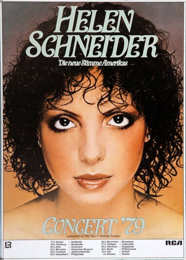 Helen Schneider - Americas New Voice , All The Tour Dates  1979