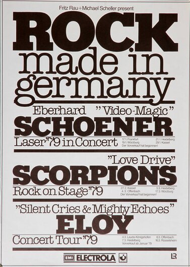 Rock - Made In Germany - Schoener, Scorpions, Eloy On Tour, All The Dates 1979