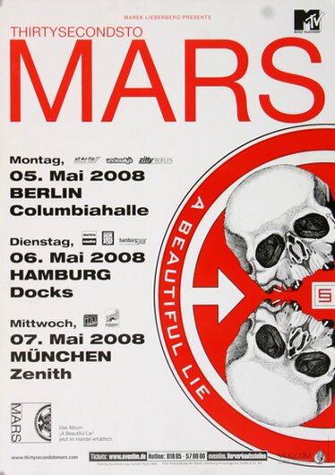 30 Seconds to Mars - This Is War, Tour 2008 - Konzertplakat