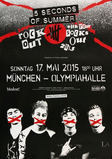 5 Secounds of Summer - Rock Out , München 2015 - Konzertplakat