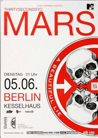 30 Seconds to Mars - A Beautifull Lie , Berlin 2007 - Konzertplakat