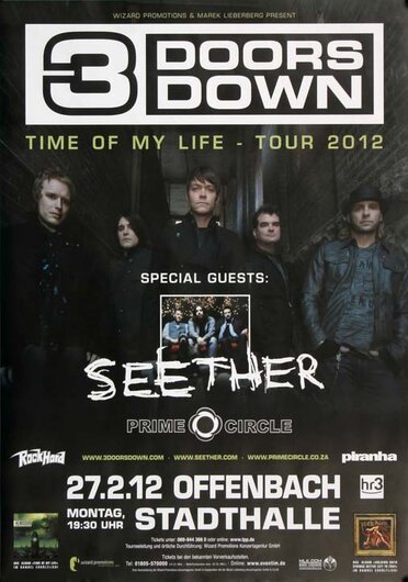 3 Doors Down - Time Of My Live, Frankfurt 2012 - Konzertplakat