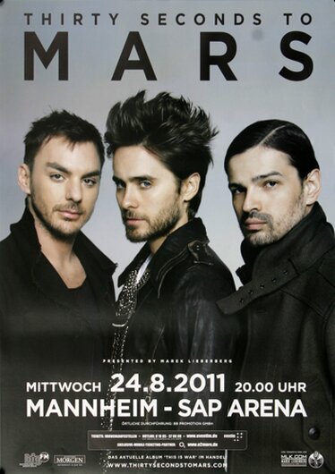 30 Seconds to Mars - In To The Wild , Mannheim 2011 - Konzertplakat