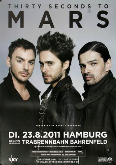 30 Seconds to Mars - In To The Wild , Hamburg 2011 - Konzertplakat