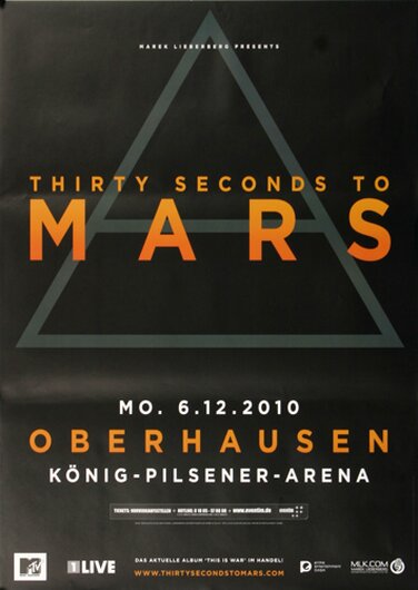 30 Seconds to Mars - Live Mars , Oberhausen 2010 - Konzertplakat