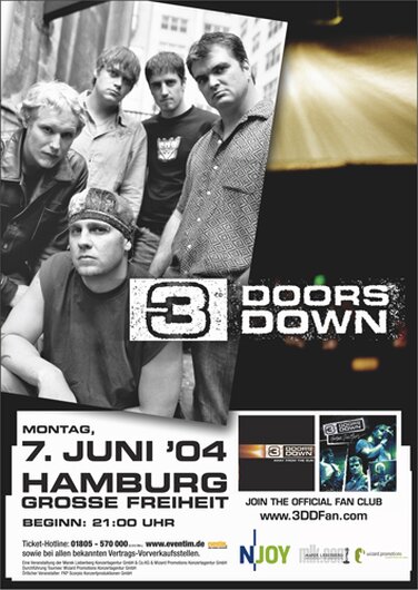 3 Doors Down - Here Without You, Hamburg 2004 - Konzertplakat