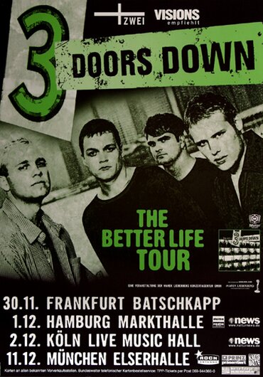 3 Doors Down - Better Life, Tour 2000 - Konzertplakat