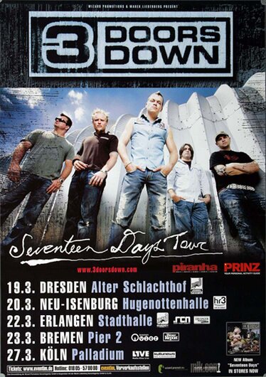 3 Doors Down - Seventeen Days, Tour 2002 - Konzertplakat