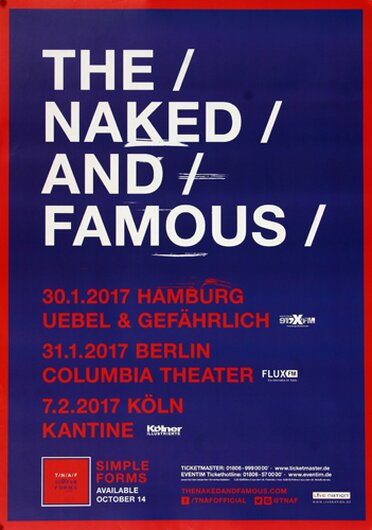 The Naked And The Famous - Simple Forms, Tour 2017 - Konzertplakat