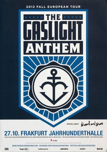 The Gaslight Anthem - Handwritten, Tour 2012 - Konzertplakat