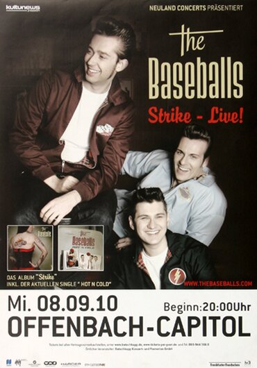 The Baseballs - Strike Live, Frankfurt 2010 - Konzertplakat