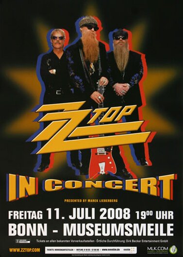 ZZ Top - Live Texas, Bonn 2008 - Konzertplakat